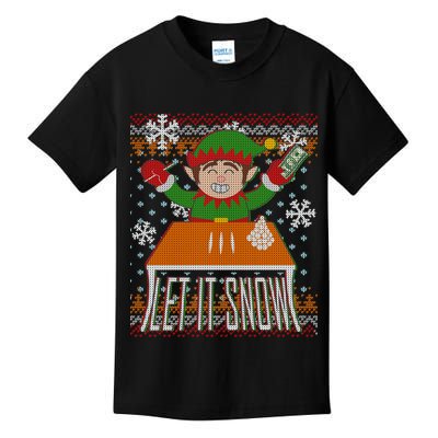 Funny X-Mas Let It Snow Elf Ugly Christmas Sweater Kids T-Shirt