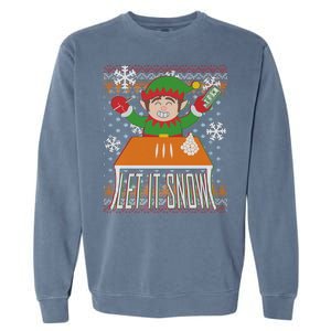 Funny X-Mas Let It Snow Elf Ugly Christmas Sweater Garment-Dyed Sweatshirt