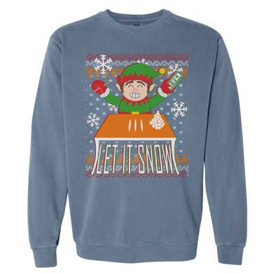 Funny X-Mas Let It Snow Elf Ugly Christmas Sweater Garment-Dyed Sweatshirt