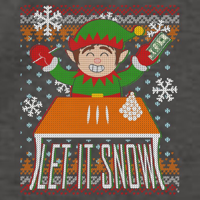 Funny X-Mas Let It Snow Elf Ugly Christmas Sweater Vector Backpack