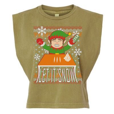 Funny X-Mas Let It Snow Elf Ugly Christmas Sweater Garment-Dyed Women's Muscle Tee