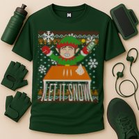 Funny X-Mas Let It Snow Elf Ugly Christmas Sweater Performance Shirt