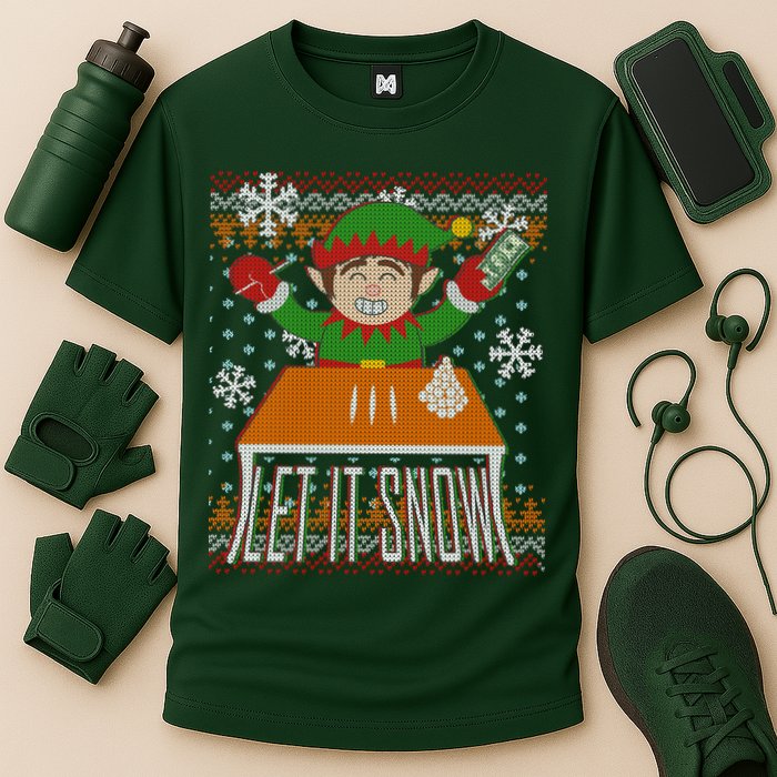 Funny X-Mas Let It Snow Elf Ugly Christmas Sweater Performance Shirt