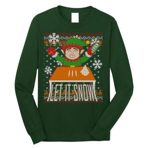 Funny X-Mas Let It Snow Elf Ugly Christmas Sweater Long Sleeve Shirt