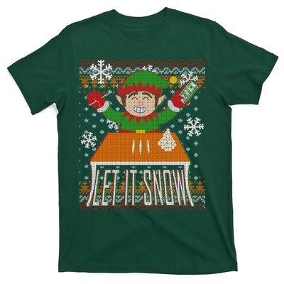 Funny X-Mas Let It Snow Elf Ugly Christmas Sweater T-Shirt