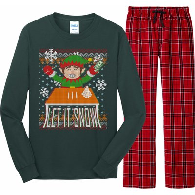 Funny X-Mas Let It Snow Elf Ugly Christmas Sweater Long Sleeve Pajama Set