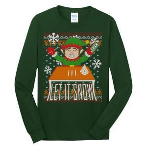 Funny X-Mas Let It Snow Elf Ugly Christmas Sweater Tall Long Sleeve T-Shirt