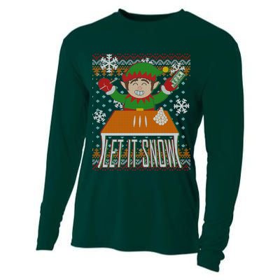 Funny X-Mas Let It Snow Elf Ugly Christmas Sweater Cooling Performance Long Sleeve Crew