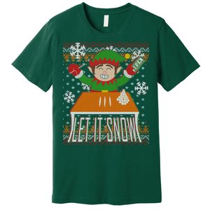 Funny X-Mas Let It Snow Elf Ugly Christmas Sweater Premium T-Shirt