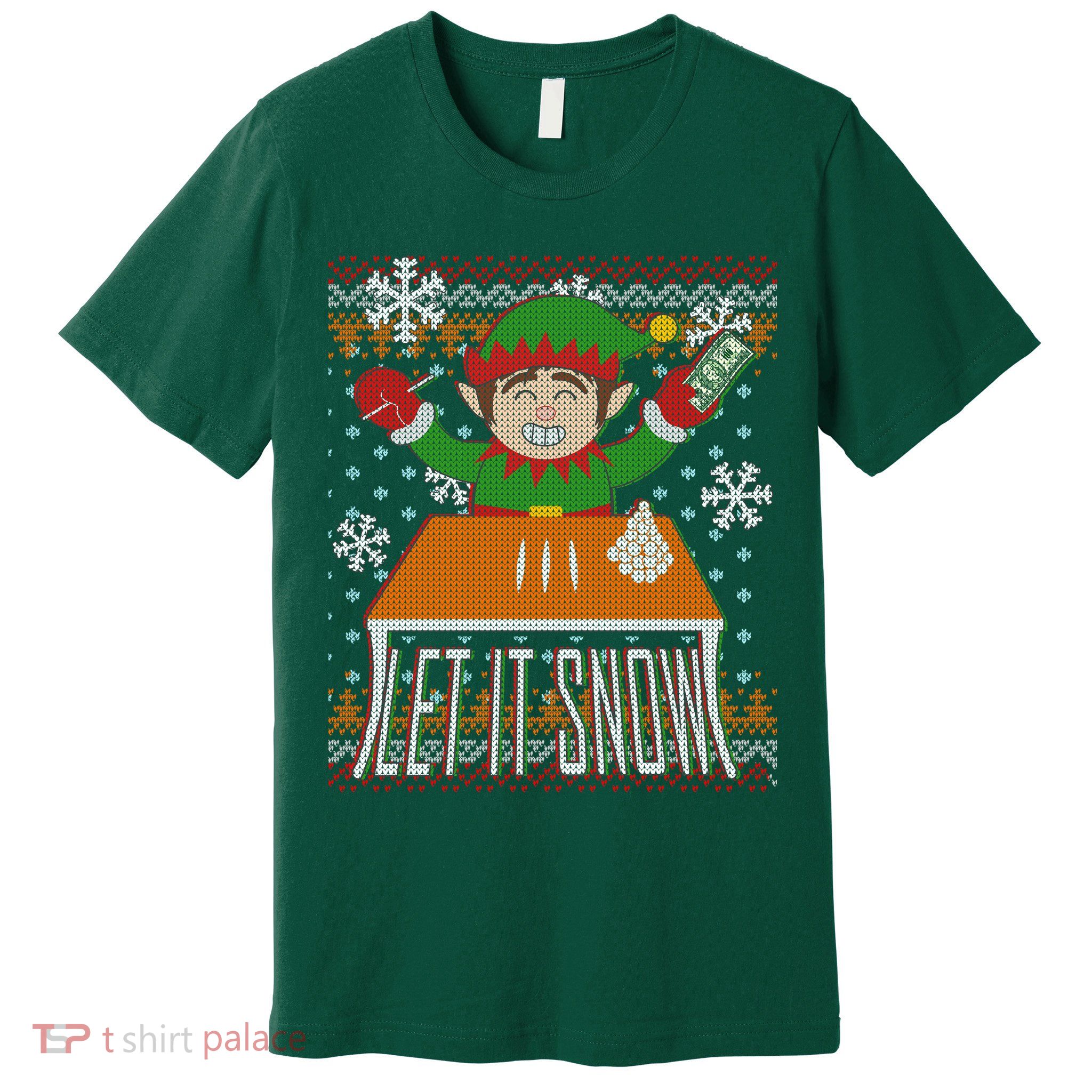Funny X-Mas Let It Snow Elf Ugly Christmas Sweater Premium T-Shirt