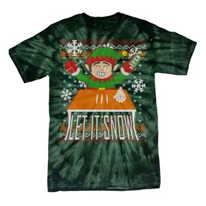 Funny X-Mas Let It Snow Elf Ugly Christmas Sweater Tie-Dye T-Shirt