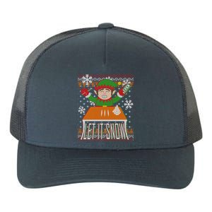 Funny X-Mas Let It Snow Elf Ugly Christmas Sweater Yupoong Adult 5-Panel Trucker Hat