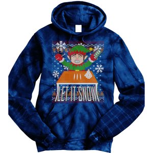 Funny X-Mas Let It Snow Elf Ugly Christmas Sweater Tie Dye Hoodie