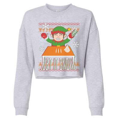 Funny X-Mas Let It Snow Elf Ugly Christmas Sweater Cropped Pullover Crew