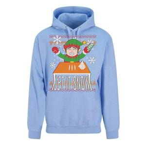 Funny X-Mas Let It Snow Elf Ugly Christmas Sweater Unisex Surf Hoodie