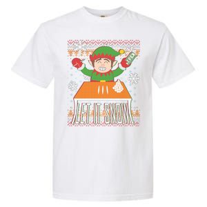 Funny X-Mas Let It Snow Elf Ugly Christmas Sweater Garment-Dyed Heavyweight T-Shirt