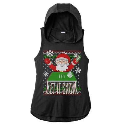 Funny X-Mas Let It Snow Santa Ugly Christmas Sweater Ladies PosiCharge Tri-Blend Wicking Draft Hoodie Tank