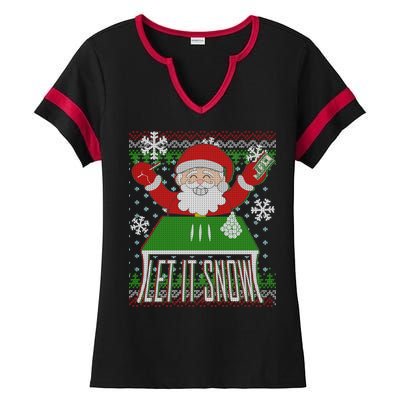 Funny X-Mas Let It Snow Santa Ugly Christmas Sweater Ladies Halftime Notch Neck Tee