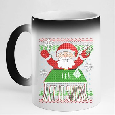 Funny X-Mas Let It Snow Santa Ugly Christmas Sweater 11oz Black Color Changing Mug