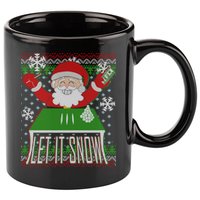 Funny X-Mas Let It Snow Santa Ugly Christmas Sweater 11oz C Handle Ceramic Mug