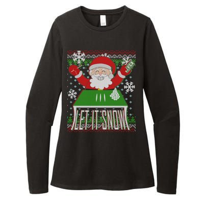 Funny X-Mas Let It Snow Santa Ugly Christmas Sweater Womens CVC Long Sleeve Shirt