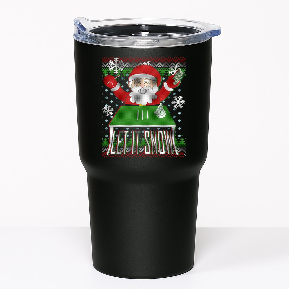 Funny X-Mas Let It Snow Santa Ugly Christmas Sweater Tumbler