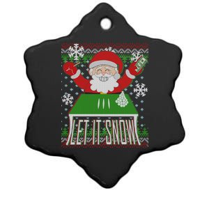 Funny X-Mas Let It Snow Santa Ugly Christmas Sweater Ceramic Star Ornament