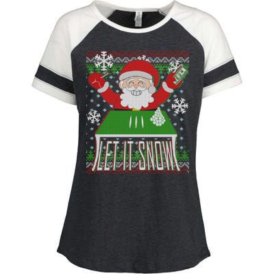 Funny X-Mas Let It Snow Santa Ugly Christmas Sweater Enza Ladies Jersey Colorblock Tee