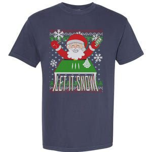 Funny X-Mas Let It Snow Santa Ugly Christmas Sweater Garment-Dyed Heavyweight T-Shirt