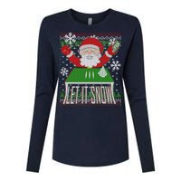 Funny X-Mas Let It Snow Santa Ugly Christmas Sweater Womens Cotton Relaxed Long Sleeve T-Shirt