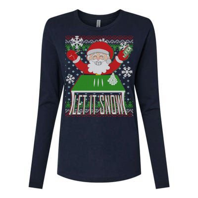 Funny X-Mas Let It Snow Santa Ugly Christmas Sweater Womens Cotton Relaxed Long Sleeve T-Shirt