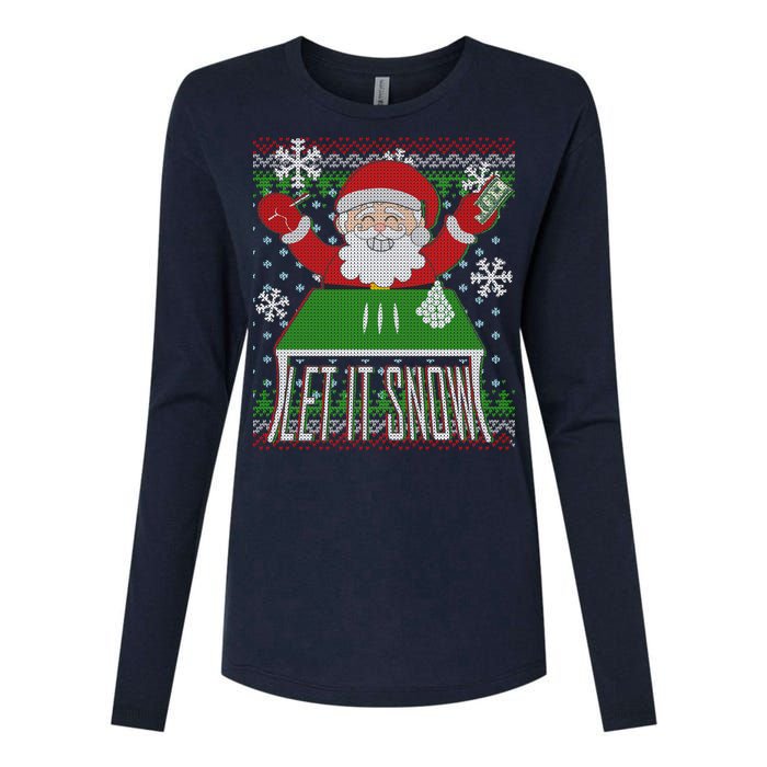 Funny X-Mas Let It Snow Santa Ugly Christmas Sweater Womens Cotton Relaxed Long Sleeve T-Shirt