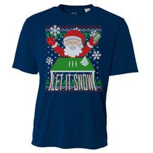 Funny X-Mas Let It Snow Santa Ugly Christmas Sweater Cooling Performance Crew T-Shirt