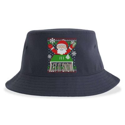 Funny X-Mas Let It Snow Santa Ugly Christmas Sweater Sustainable Bucket Hat