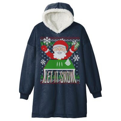 Funny X-Mas Let It Snow Santa Ugly Christmas Sweater Hooded Wearable Blanket