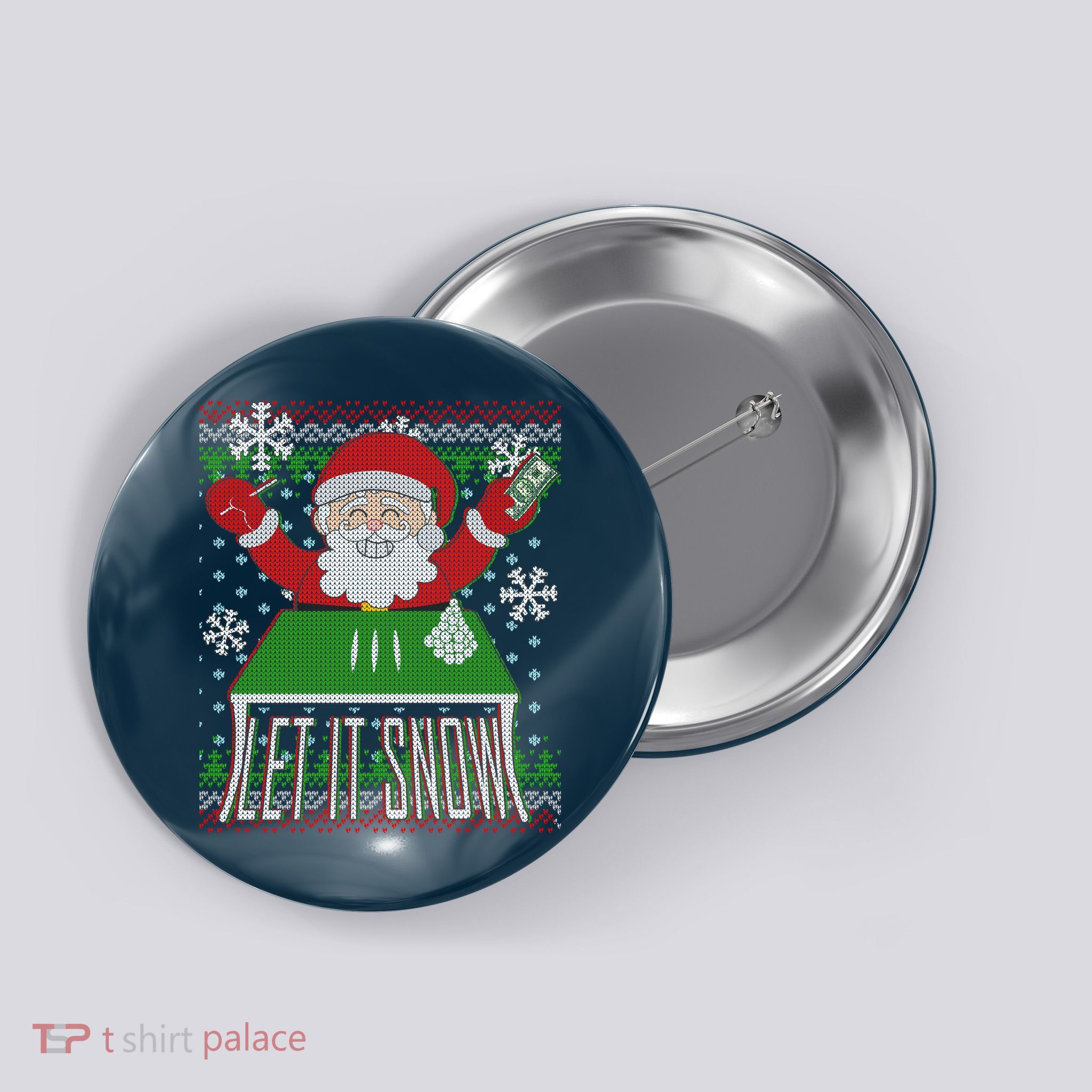 Funny X-Mas Let It Snow Santa Ugly Christmas Sweater Button