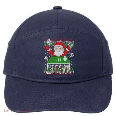 Funny X-Mas Let It Snow Santa Ugly Christmas Sweater 7-Panel Snapback Hat
