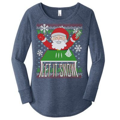 Funny X-Mas Let It Snow Santa Ugly Christmas Sweater Women's Perfect Tri Tunic Long Sleeve Shirt