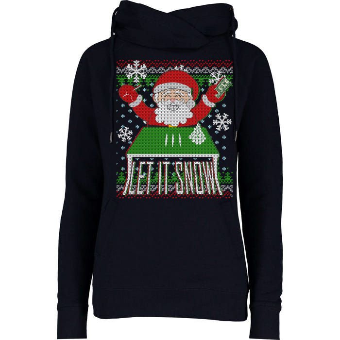 Funny X-Mas Let It Snow Santa Ugly Christmas Sweater Womens Funnel Neck Pullover Hood