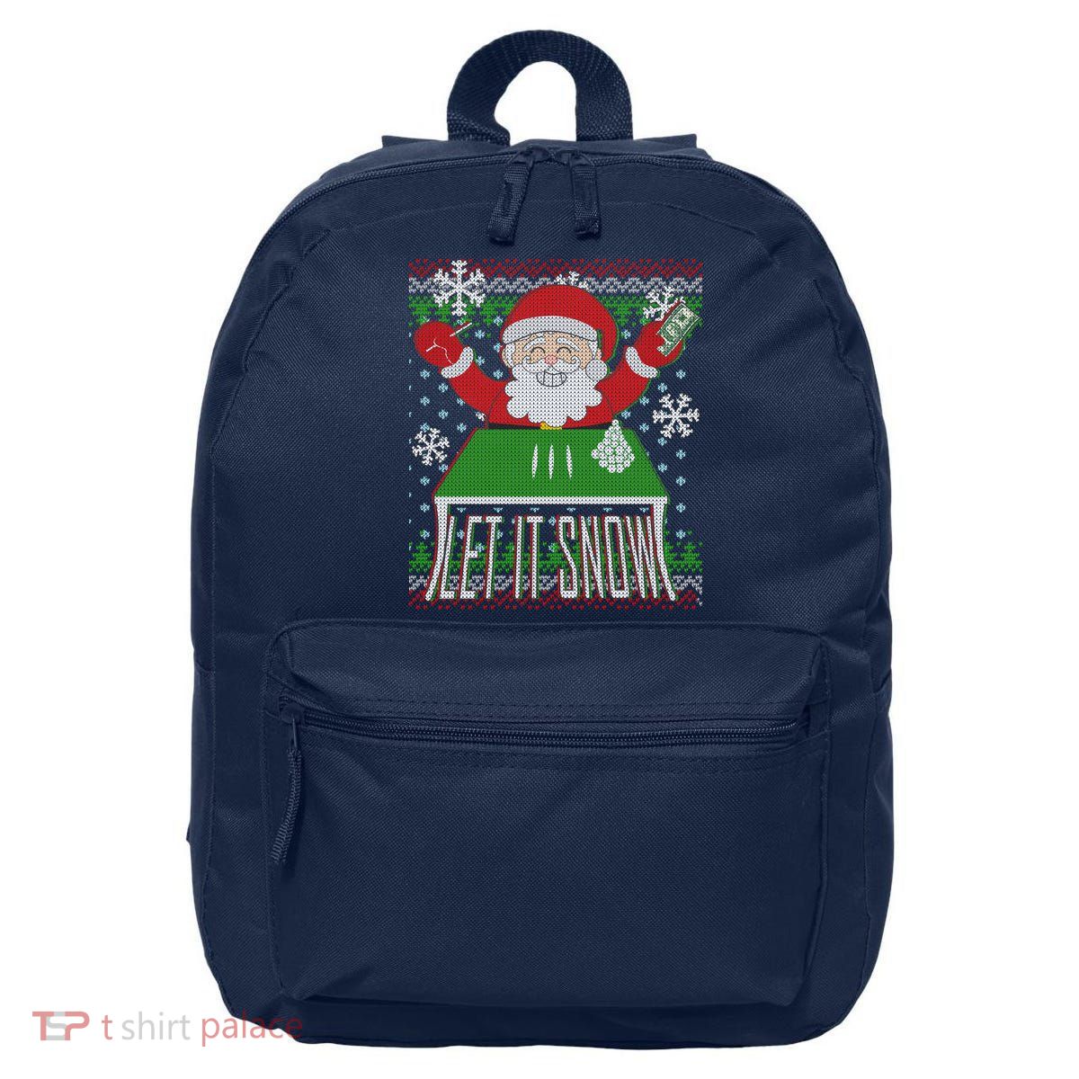 Funny X-Mas Let It Snow Santa Ugly Christmas Sweater 16 in Basic Backpack