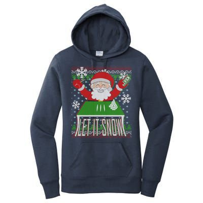 Funny X-Mas Let It Snow Santa Ugly Christmas Sweater Women's Pullover Hoodie