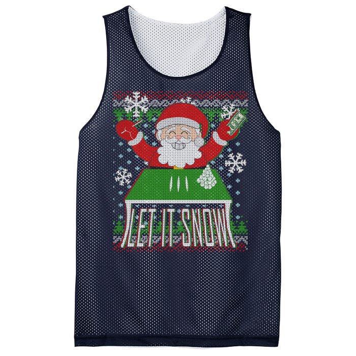 Funny X-Mas Let It Snow Santa Ugly Christmas Sweater Mesh Reversible Basketball Jersey Tank