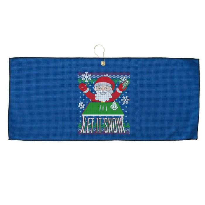 Funny X-Mas Let It Snow Santa Ugly Christmas Sweater Large Microfiber Waffle Golf Towel