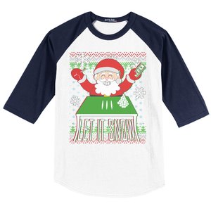 Funny X-Mas Let It Snow Santa Ugly Christmas Sweater Baseball Sleeve Shirt