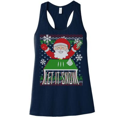 Funny X-Mas Let It Snow Santa Ugly Christmas Sweater Women's Racerback Tank