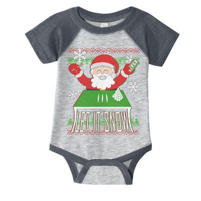 Funny X-Mas Let It Snow Santa Ugly Christmas Sweater Infant Baby Jersey Bodysuit