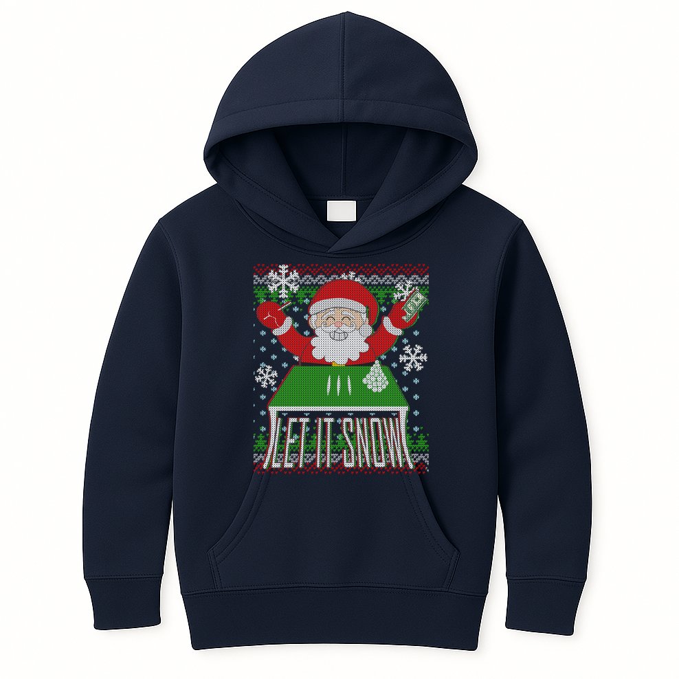 Funny X-Mas Let It Snow Santa Ugly Christmas Sweater Kids Hoodie