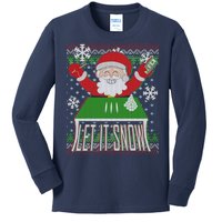 Funny X-Mas Let It Snow Santa Ugly Christmas Sweater Kids Long Sleeve Shirt