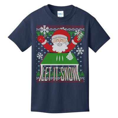 Funny X-Mas Let It Snow Santa Ugly Christmas Sweater Kids T-Shirt