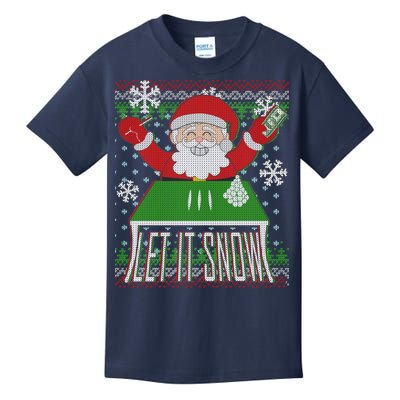 Funny X-Mas Let It Snow Santa Ugly Christmas Sweater Kids T-Shirt